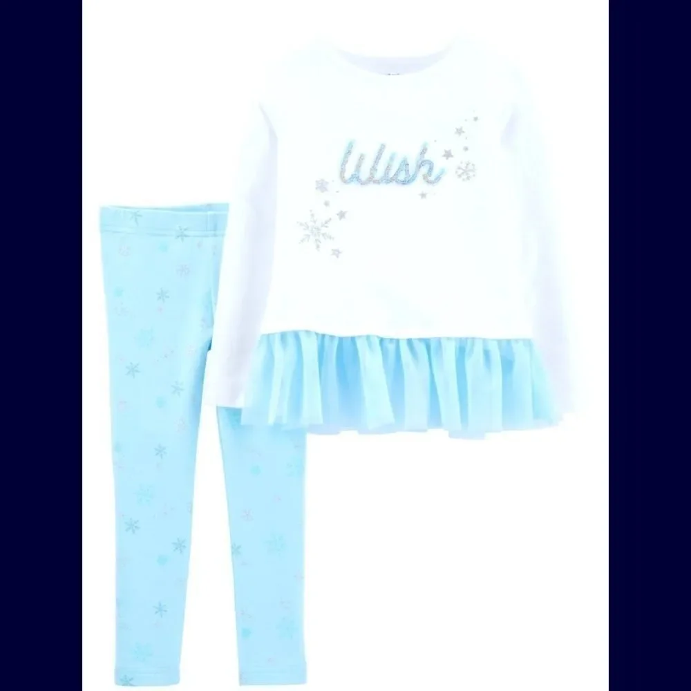 Carter’s 2 piece wish top & snowflake leggings set